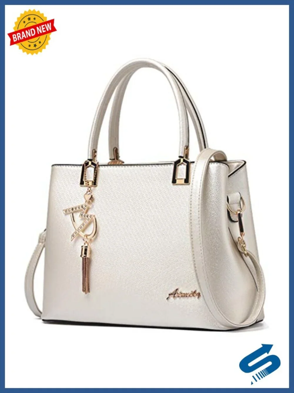 PU Leather Satchel Tote Bag with Removable Shoulder Strap